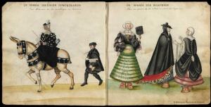 Mujeres con chapines y falda verdugada. Códice del siglo XVI.