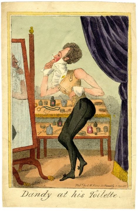"Dandy at the toilette". Isaac Robert Cruikshank, 1818