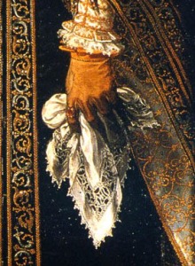 1571. Sánchez Coello. Ana de Austria (detalle)