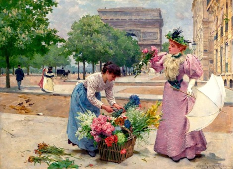 Art-Reproduction-A-Flower-Seller-on-the-Champs-Elysees-by-Louis-Marie-de-Schryver-Canvas-Prints